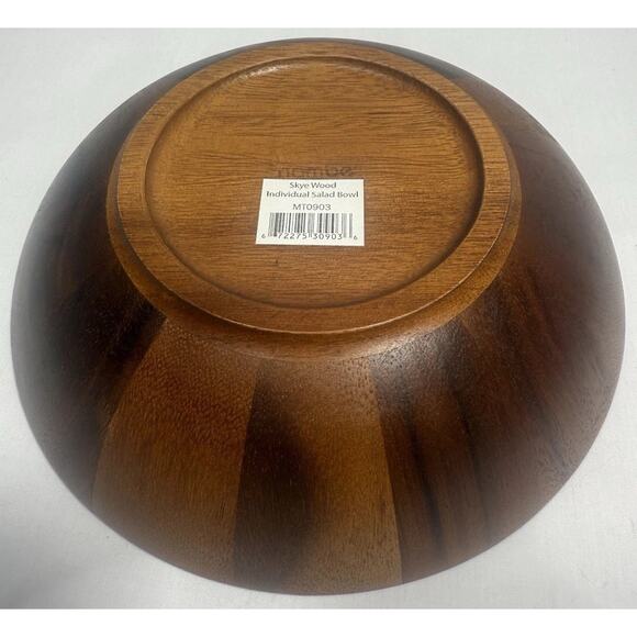 Nambe Skye Wood Individual Salad Bowl Acacia Wood 9"D x 2"H NEW - Picture 4 of 6